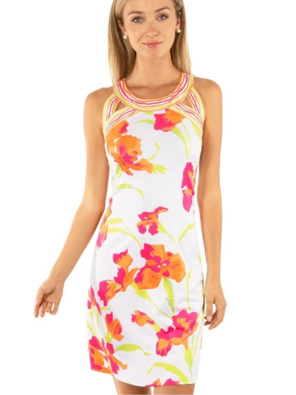 Gretchen Scott Jersey Isosceles Iconic Iris Dress Size Small Vacation
